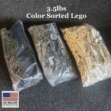 LEGO 3.5 Lbs Total Color Sorted Legos White, Gray, & Black Assorted Legos