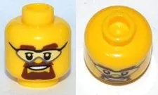 LEGO® Part 3626pb0803 -Head Glasses with Safety Goggles Brown Eyebrows & Goatee