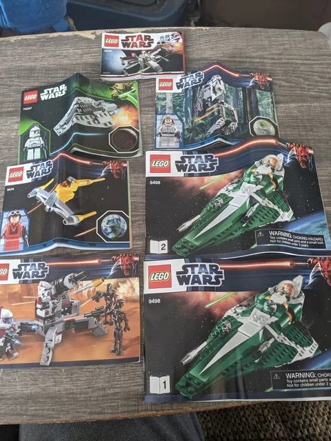 STAR WARS LEGO INSTRUCTION MANUALS ONLY LOT OF 7 ONE DUPLICATE FREE USA SHIPPING