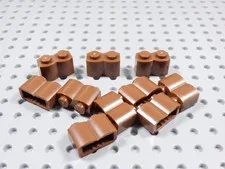 LEGO Lot of 10 Reddish Brown Modified 1x2 Log Bricks BE