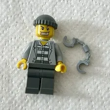 Lego City Police Prisoner Mini Figure & Handcuffs Cty0206 Fig 007797 Gold Tooth