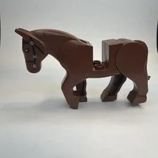 LEGO Brown Horse Minifigure w/ Movable Legs Black Bridle LOTR Western Farm