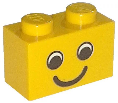 LEGO 35x Yellow Brick 1 x 2 with Eyes and Smile Pattern inv.590