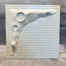 Vintage 1980s LEGO Base Plate – Lunar Space Crater Moon Raised, Old Gray – 3947a