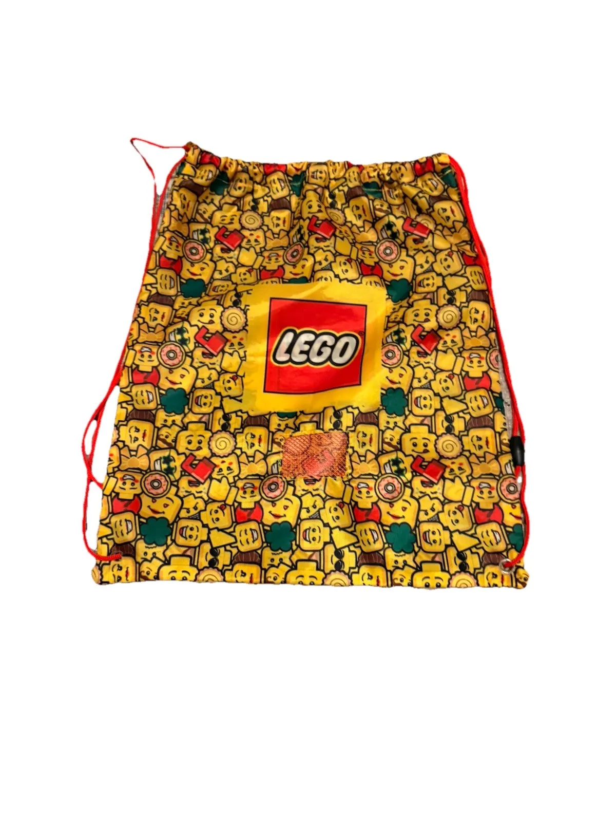 Lego Backpack Storage Mini Figure Allover PRINT Drawstring 17”x14” Bag CLEAN