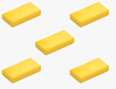 5 New LEGO Yellow 1x2 Tile 3069 flat tile smooth finish floor trim flat 306924