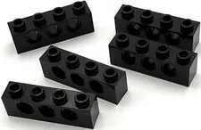 Lego 5 New Black Technic Bricks Building Blocks 1 x 4 with Holes Parts