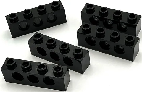 Lego 5 New Black Technic Bricks Building Blocks 1 x 4 with Holes Parts