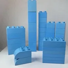 Lego Duplo Lot Of 37 Bricks Dark Azure Blue 2x2 2x4 2x1 Curved Building Blocks