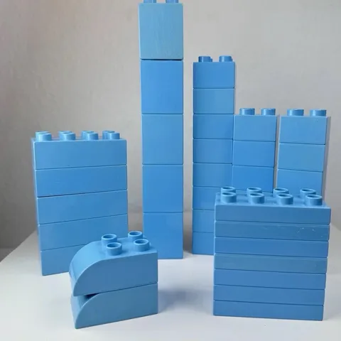 Lego Duplo Lot Of 37 Bricks Dark Azure Blue 2x2 2x4 2x1 Curved Building Blocks