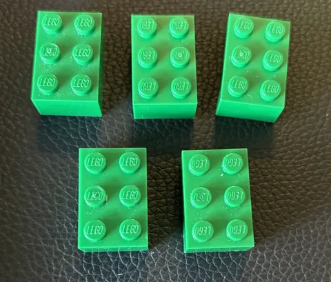 Lego Lot 5 #3002 Bricks 2 x 3 Stud Green Pieces 2x3 Brick Replacement Set