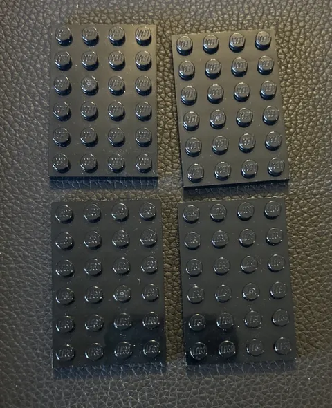 LEGO Parts 3032 Lot 4 Pieces Flat Plate 4x6 Black