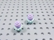 LEGO Lot of 2 Aqua Cupcake w/ Purple Frosting Food Accessory Minifig BO