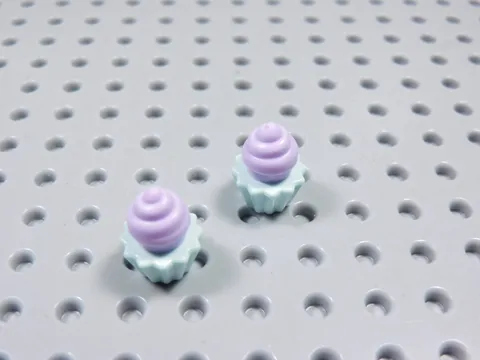 LEGO Lot of 2 Aqua Cupcake w/ Purple Frosting Food Accessory Minifig BO