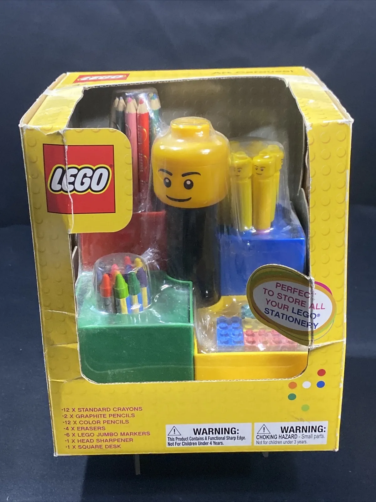 Lego Art Carousel Stationery Storage With Pencils Crayons Erasers Sharpener New