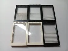LEGO LOT OF 6 WINDOW FRAMES WITH CLEAR PANES 1X4X5 #2493 BLACK WHITE