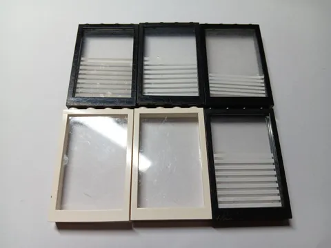 LEGO LOT OF 6 WINDOW FRAMES WITH CLEAR PANES 1X4X5 #2493 BLACK WHITE