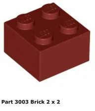 LEGO Dark Red 2x2 Brick (3003) - 100 New Pieces - Building Bricks