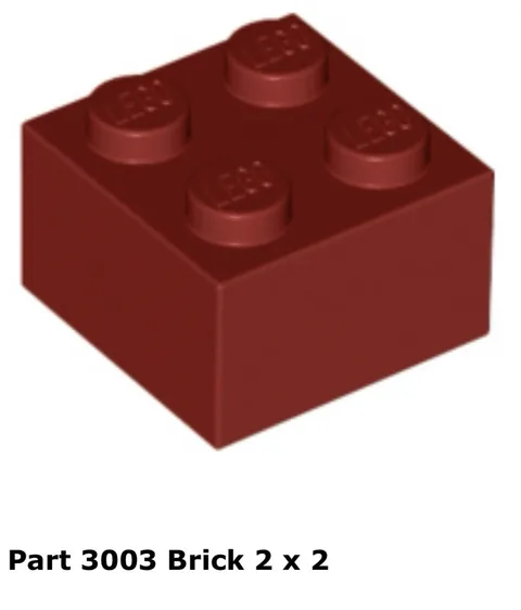 LEGO Dark Red 2x2 Brick (3003) - 100 New Pieces - Building Bricks