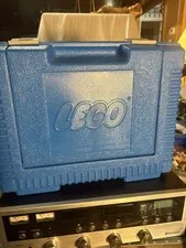 1984 Vintage Blue Lego Carrying Case Storage Box Bin, Hard Plastic W/ Some Legos