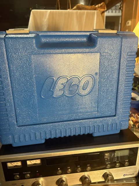 1984 Vintage Blue Lego Carrying Case Storage Box Bin, Hard Plastic W/ Some Legos