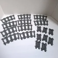 Lego Train Track Lot Of 10 Curved Tracks 53400 and 8 Pieces Of 64023 Gray