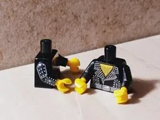 New LEGO Hairy Chest Leather Jacket Studded STUD Standard yellow Torso Hands Arm