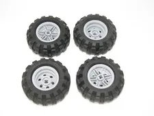 Lego 56 x 26 Lot 4 Large Tires With Gray Rims axle balloon 56145 55976 NXT