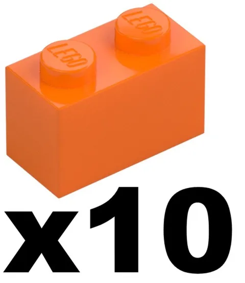 Lego New Part 3004 - Qty 10 - BRICK Orange 1 x 2 Stud Pieces OR1