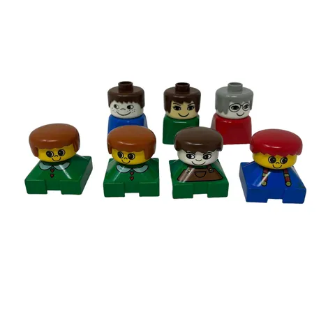 LEGO Duplo Vintage People Figures - Lot of 7 - Boy Girl Human ++