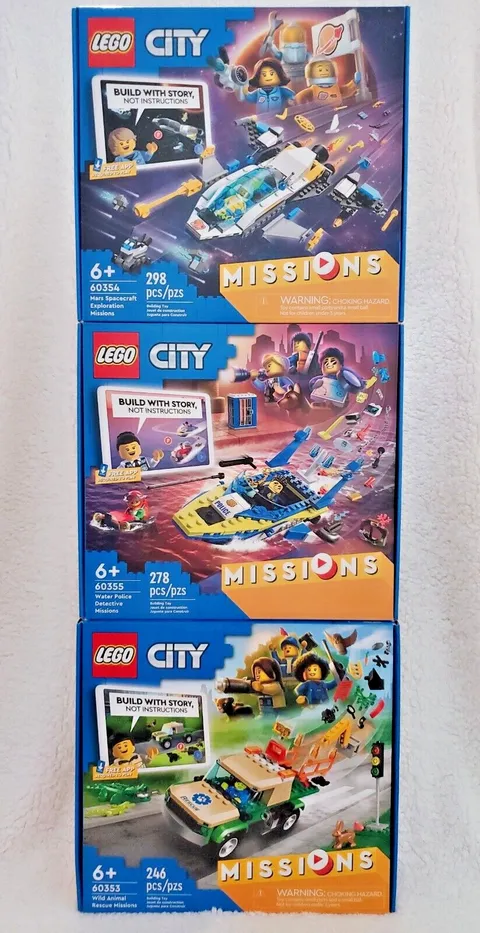 LEGO CITY Lot: 60353 Wild Animal Rescue 60354 Mars Spacecraft 60355 Water Police