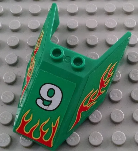 LEGO Green 6x4 Flame Decorated Racing Car Windshield