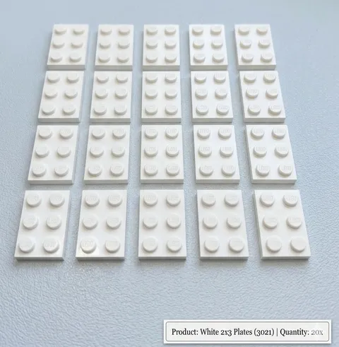 20x LEGO 2 x 3 Plate White 302101 REPLACEMENT PARTS Bricks TWENTY NEW