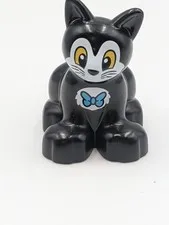 Lego Duplo Disney Figaro Black Cat Mini Figure W/ Blue Bowtie Replacement Piece 