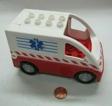 Lego Duplo AMBULANCE EMERGENCY VEHICLE for Hospital Doctor Vintage w/ Door 2006
