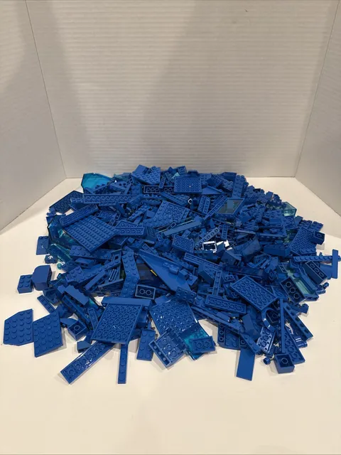 Lot Of 2 Pounds (Lbs) Lego Random Royal Blue Parts Pieces Bricks Sorted