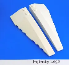 Pair LEGO White Wedge 1x3x10 Double Rounded Left & Right Wing Slope 50955 50956