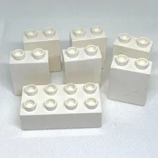 LEGO Duplo Parts White Lot Of 7 Pieces Bricks