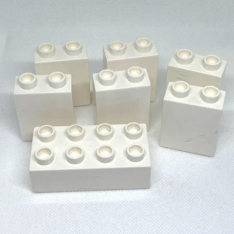 LEGO Duplo Parts White Lot Of 7 Pieces Bricks