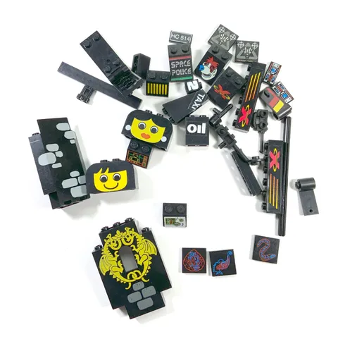 Vintage LEGO Black Bulk Lot, 1lb 5oz, Includes LEGOs, Printed LEGOs, & Technic