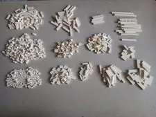 LEGO BULK LOT 700 WHITE BRICKS 1X1 1X2 1X3 1X4 1X6 1X8 1X12 1X2X2 1X2X5 1X1X5