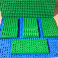 Vintage Lego Green Baseplates. 1x16x8. Lot Of 4