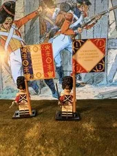 2x Minis Swiss Napoleonic Infantry 1804-12 +2 Flags 1st Regiment LEGO Flagpoles