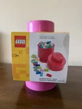 LEGO Round Storage Brick 1 Knob Stud Pink Organizer Tub Single New
