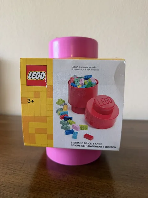 LEGO Round Storage Brick 1 Knob Stud Pink Organizer Tub Single New