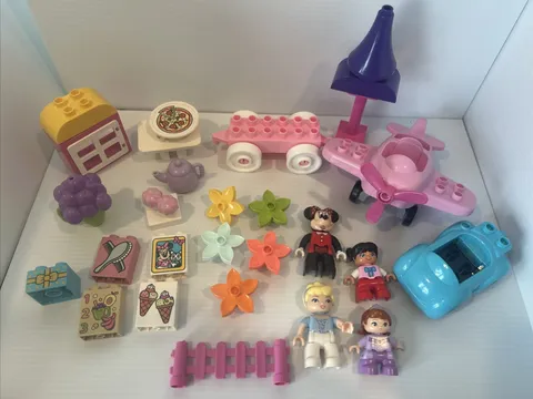 30 pc Lot Lego Duplo Figures Micky Mouse Pick Car Airplane Printed Blocks Flower
