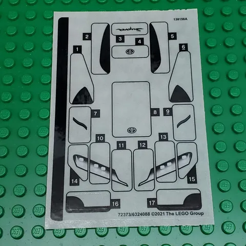 LEGO Sticker Sheet for Set 76901Toyota GR Supra New Authentic Decals
