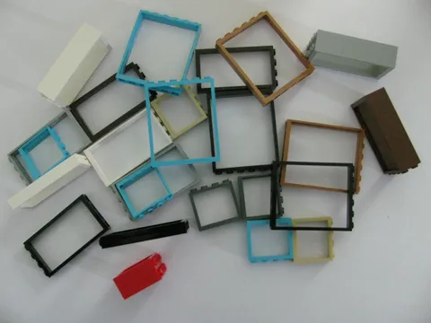 LEGO Bulk lot of 25 Doors,& Window frames, Multi colors, used