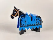 LEGO Castle Knights Horse w Blue Barding Ruffled Edge w Dragons 2490px2 PRISTINE