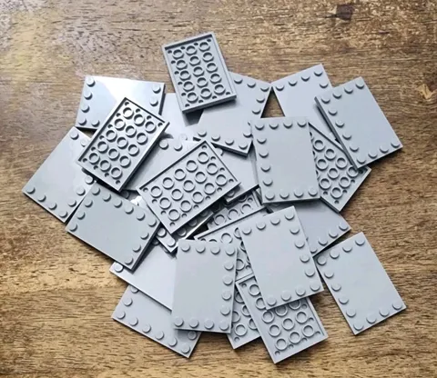 LEGO Light Bluish Gray Tile, Modified 4 x 6 Studs on Edges QTY 25. Part 6180